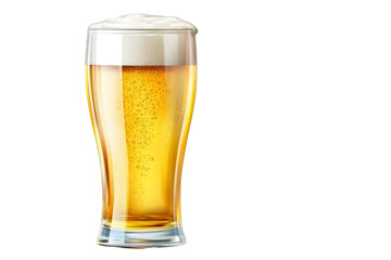 Glass of light beer on transparent background