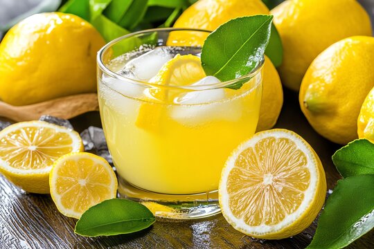 Lemon refreshing juice, quenching thirst provides a burst of refreshment, whether in water, tea, or cocktails