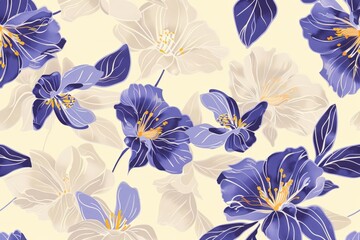 Kadupul Flower - Rare Sri Lankan Beauty Blooming Under Moonlight in Seamless Pattern Design.. Beautiful simple AI generated image