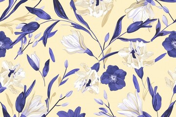 Kadupul Flower - Rare Sri Lankan Beauty Blooming Under Moonlight in Seamless Pattern Design.. Beautiful simple AI generated image