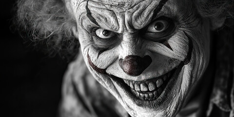 Obraz premium The Manic Laughter of Madness: A madman's cackle echoes through a shadowy asylum, his eyes wild and his gestures frantic.