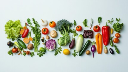 Fresh Produce Arrangement on a Light Blue Background