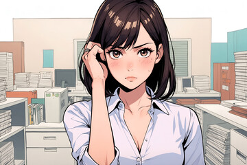 忙しい職場の働く女性