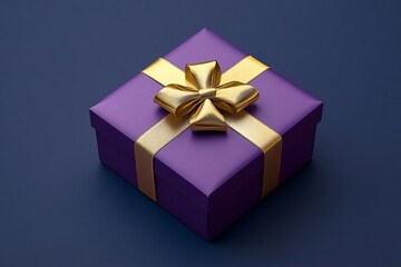 Obraz premium Purple Gift Box With Golden Bow