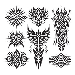 Tattoos tribal designs bundle  collection in a white background
