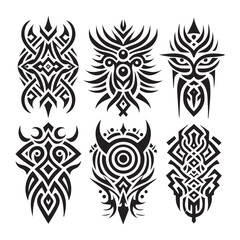 Tattoos tribal designs bundle  collection in a white background

