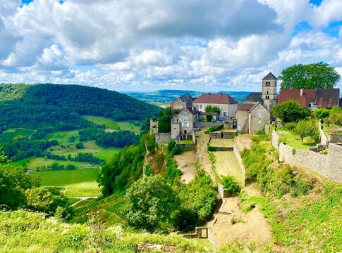 vineyard in region of Chateau Chalon in Jura, France