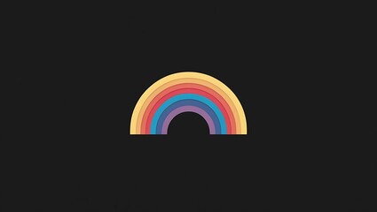 Minimalist Vibrant Rainbow on Black Background