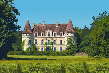 Fototapeta premium Church near village Cifer - Jarna. Beautiful simple AI generated image