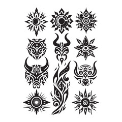 Tattoos tribal designs bundle  collection in a white background
