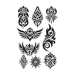 Tattoos tribal designs bundle  collection in a white background
