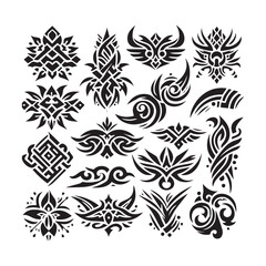 Tattoos tribal designs bundle  collection in a white background
