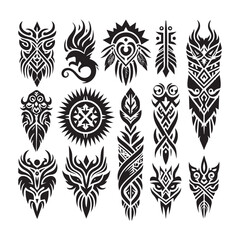 Tattoos tribal designs bundle  collection in a white background