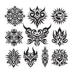 Tattoos tribal designs bundle  collection in a white background
