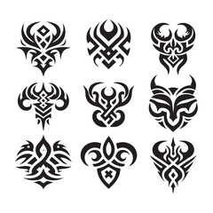 Tattoos tribal designs bundle  collection in a white background