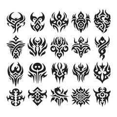 Tattoos tribal designs bundle  collection in a white background
