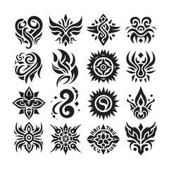Tattoos tribal designs bundle  collection in a white background
