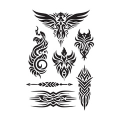 Tattoos tribal designs bundle  collection in a white background
