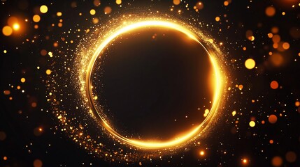A dynamic digital background featuring a shiny golden neon energy circle,
futuristic, sci-fi, and high-tech themes, bright neon lights motion.
