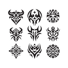Fototapeta premium Tattoos tribal designs bundle collection in a white background 