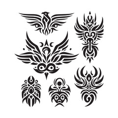 Tattoos tribal designs bundle  collection in a white background

