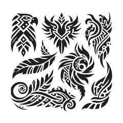 Tattoos tribal designs bundle  collection in a white background
