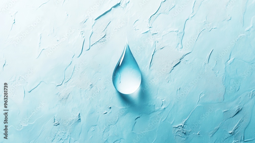 Aufkleber this design showcases a clear drop of water centered on a textured blue surface, embodying themes of