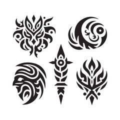 Tattoos tribal designs bundle  collection in a white background
