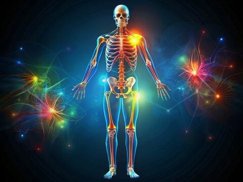 Symbolic Skeletal System Illustration Infographic Design Concept Conceptual Illustration Moody Dark Background Bright Colors