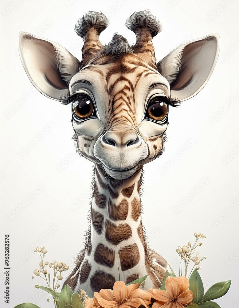 Poster Giraffe with flowers