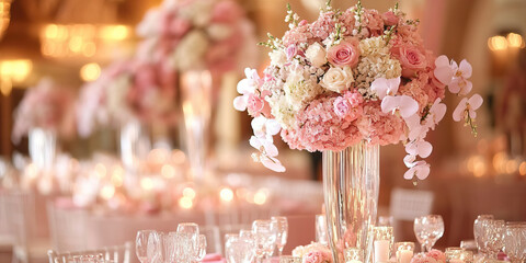 Lavish Pink Wedding: A grand wedding scene with a blush pink color scheme.