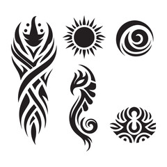 Tattoos tribal designs bundle  collection in a white background
