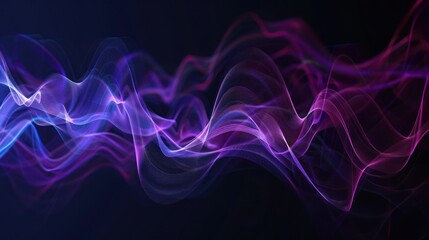 Fototapeta premium Abstract Wavy Lines, Purple and Blue Swirls, Dark Background