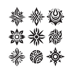Tattoos tribal designs bundle  collection in a white background
