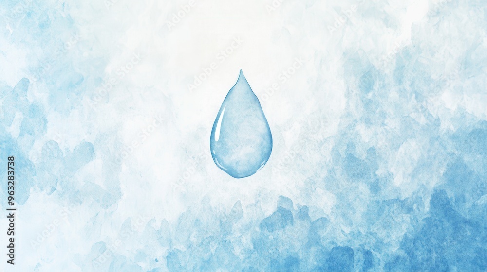 Poster the design showcases a solitary drop of water, embodying purity and vitality against a calming blue 
