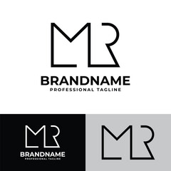Letters MR and RM Monogram Logo, made in monoline for MR or RM initials