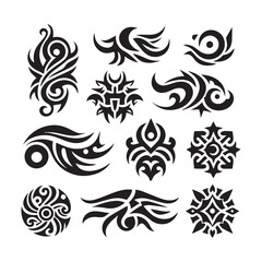 Tattoos tribal designs bundle  collection in a white background