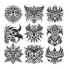 Tattoos tribal designs bundle  collection in a white background