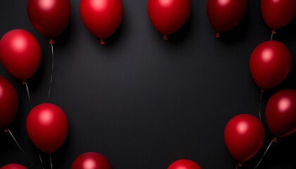 Red Balloons Soaring Against Black Backdrop Capturing the Excitement of a Black Friday Sale