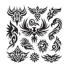 Obraz premium Tattoos tribal designs bundle collection in a white background