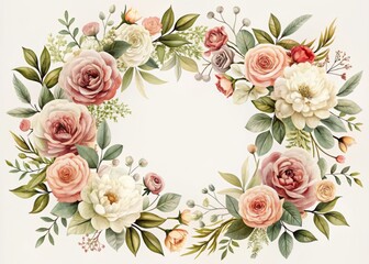 Timeless floral border art classic typography elegant artwork muted colors sophisticated floral wreath concept