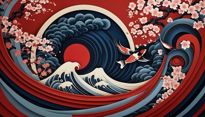Japanese style water wave pattern: Yakuza