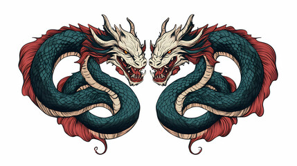 Obraz premium Mythological hydra illustration. design for t-shirts, posters, stickers, web. Hydra. Illustration