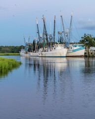 Shrimp boats sitting in a dock