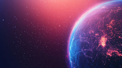 Obraz premium The earth is illuminated by a vast network of connections spanning the planet
