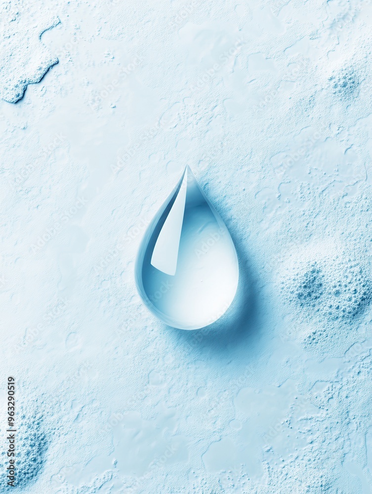 Poster a clean, minimal logo design showcases a solitary water droplet reflecting the themes of hydration a