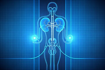 urinary system illustration healthcare vector modern linear concept blue background medical diagram illustration medical education vector art