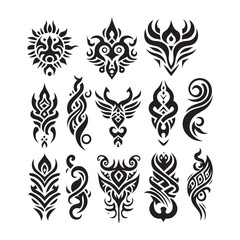 Tattoos tribal designs bundle  collection in a white background