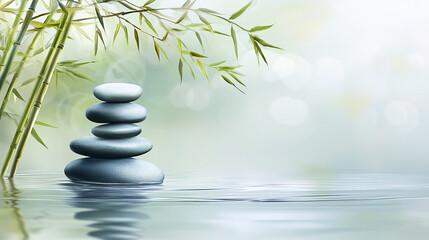 Obraz premium Zen Stones and Bamboo in Water