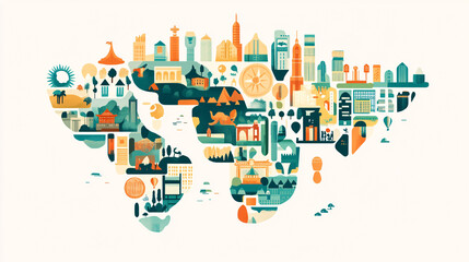 Naklejka premium Colorful Cityscape Illustration